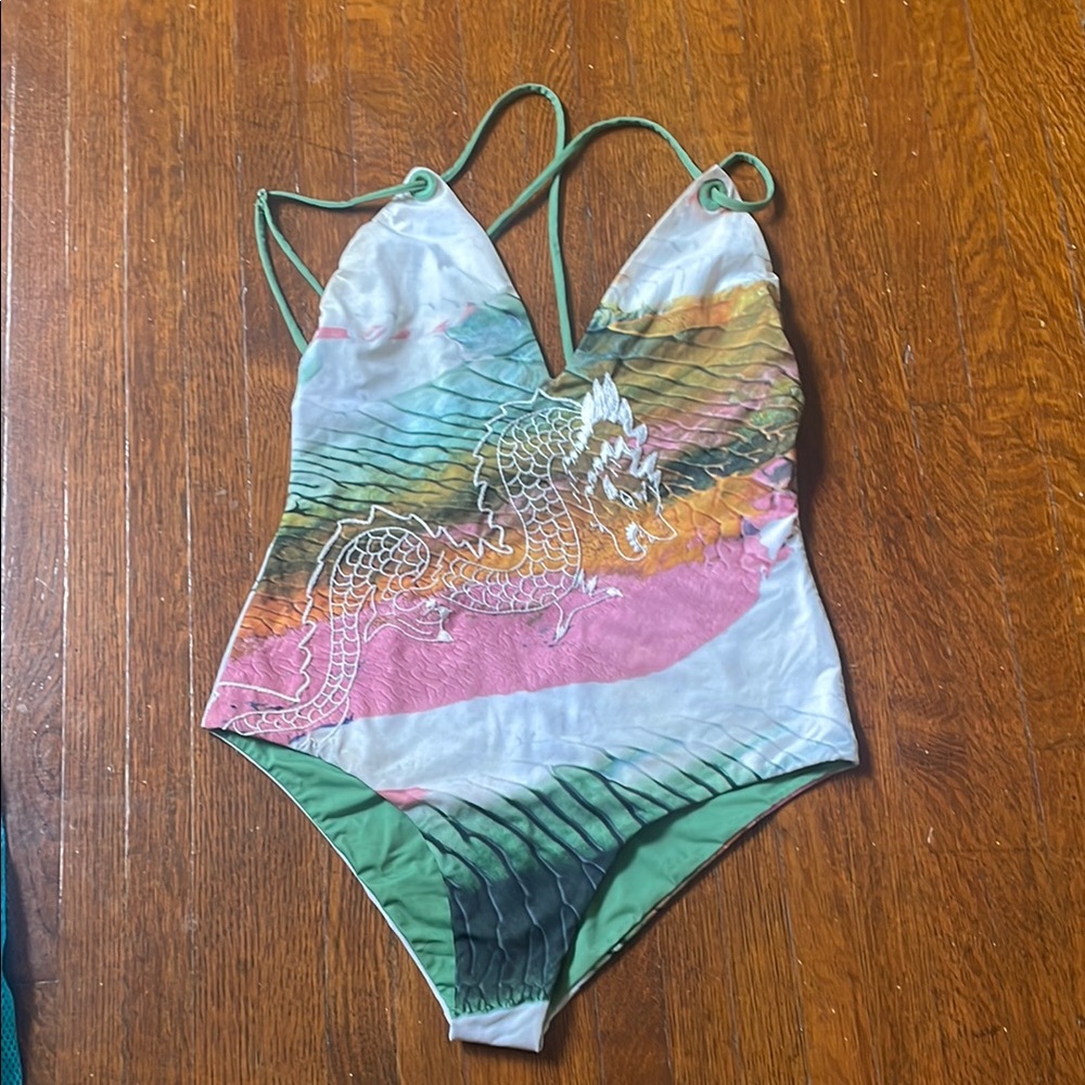 Dragon Print One Piece Swimsuit